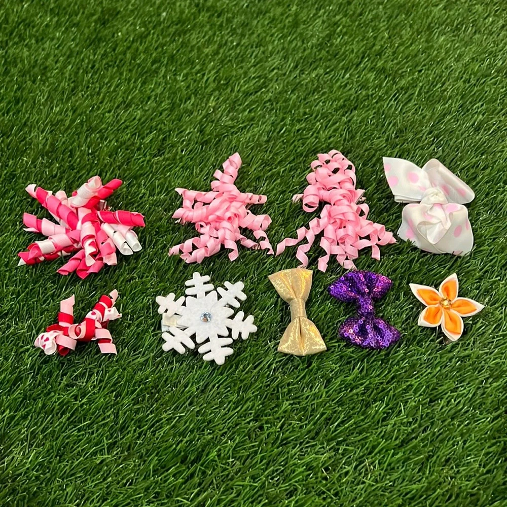 Little girls hair bow/clip lot of 9